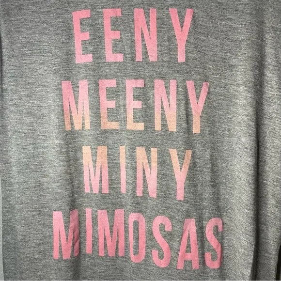 NWOT Fifth Sun Tees Gray Short Sleeve Eeny Meeny Miny Mimosa - Picture 3 of 7